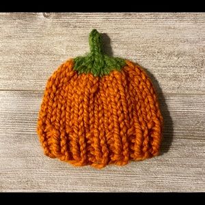 Hand knit pumpkin hat